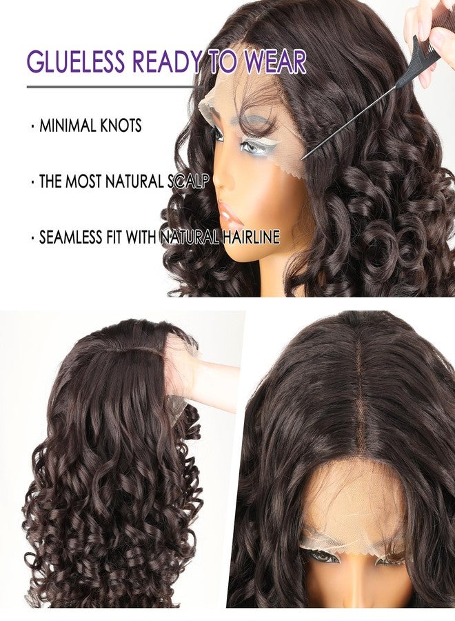 SOKU Long Curly Brown Wig, 22 Inch Glueless 13x4x1 HD Lace Front Wigs for Black Women Pre-Plucked Hairline with Baby Hair Lightweight Synthetic Curly Layered Hair Wigs(Dark Brown) - Image 4